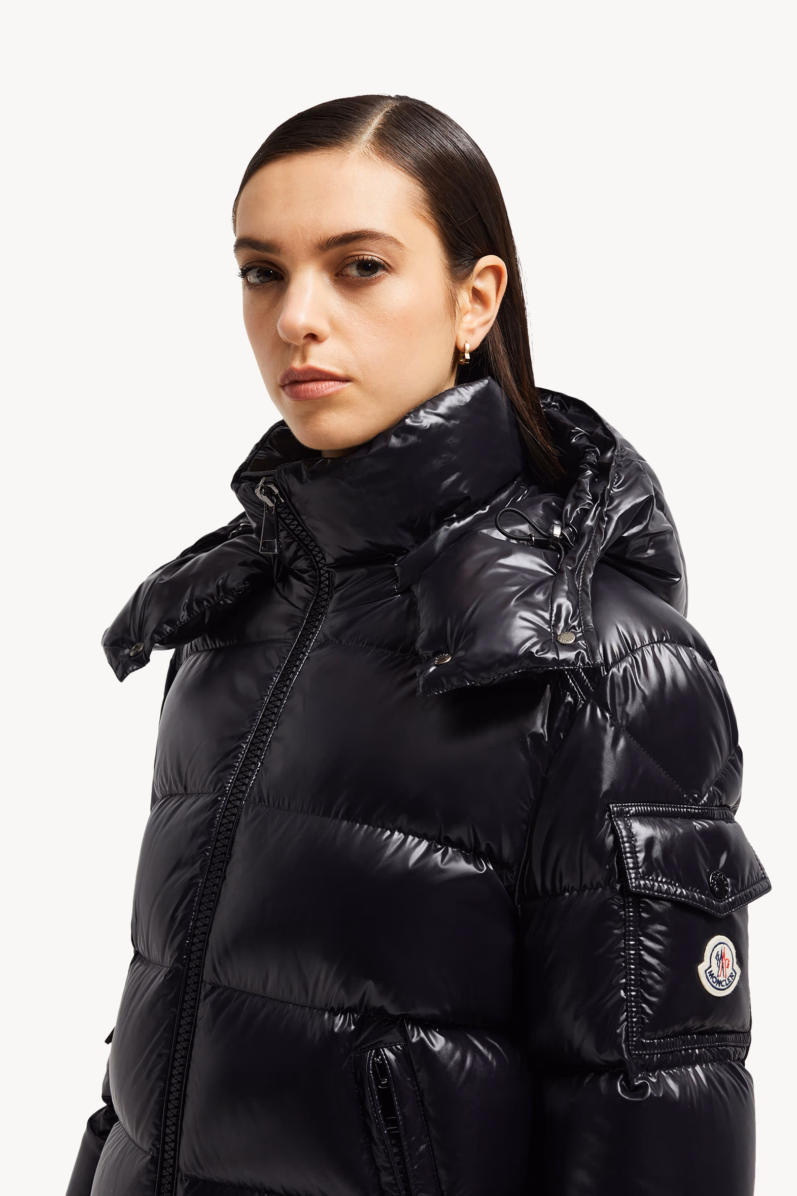 Maire Hooded Short Down Jacket Women Black Moncler 4